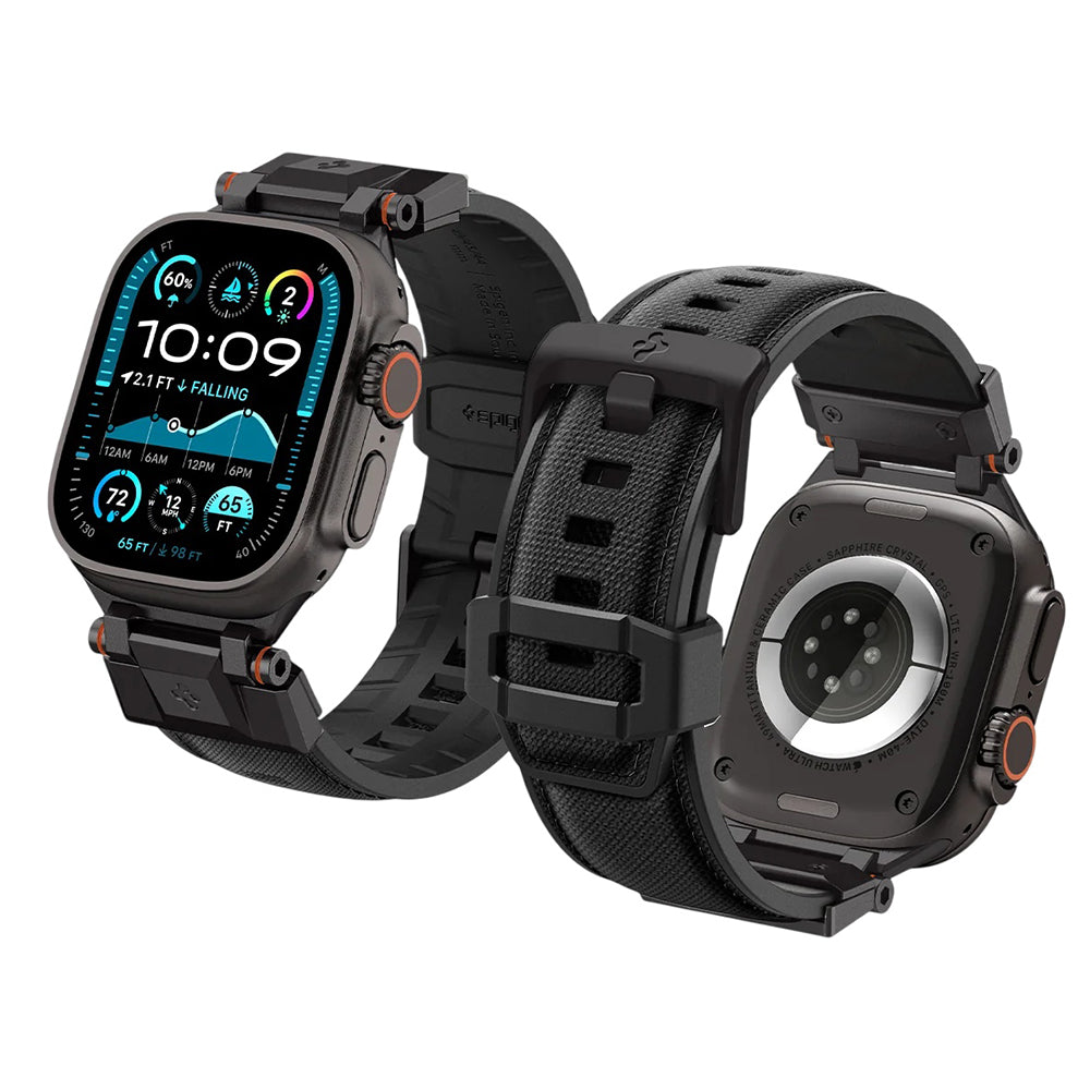 Curea pentru Apple Watch 12/11/10/9/8/7/SE (3/2/1 Gen)/6/5/4/(44mm/45mm)/ Ultra 4/3/2/1 (46mm/49mm) - Spigen DuraPro Armor (AMP06065) - Black