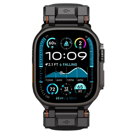Curea pentru Apple Watch 12/11/10/9/8/7/SE (3/2/1 Gen)/6/5/4/(44mm/45mm)/ Ultra 4/3/2/1 (46mm/49mm) - Spigen DuraPro Armor (AMP06065) - Black