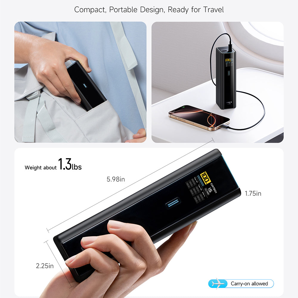 Baterie externa Cuktech PB200U (CKPB200UGLGR), 20000mAh, USB-C / USB, 210W, Negru