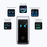 Incarcator Ugreen (65637B), 4x Type-C USB, 160W GaN, Priza Pliabila, Argintiu