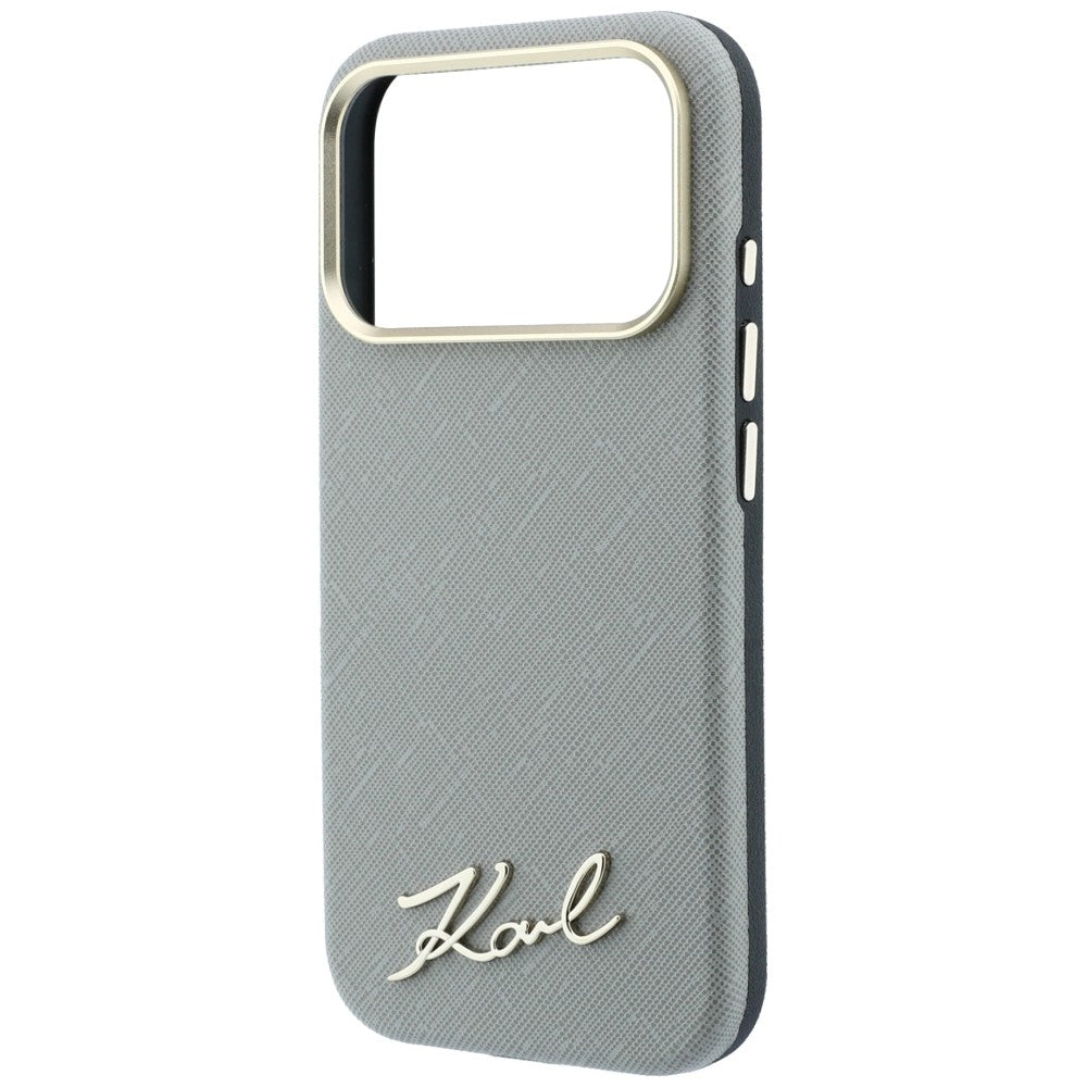 Husa de protectie Karl Lagerfeld Saffiano compatibil cu iPhone 18 Pro / iPhone 17 Pro, Gri