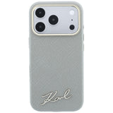Husa de protectie Karl Lagerfeld Saffiano compatibil cu iPhone 18 Pro / iPhone 17 Pro, Gri