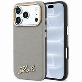 Husa de protectie Karl Lagerfeld Saffiano compatibil cu iPhone 18 Pro / iPhone 17 Pro, Gri