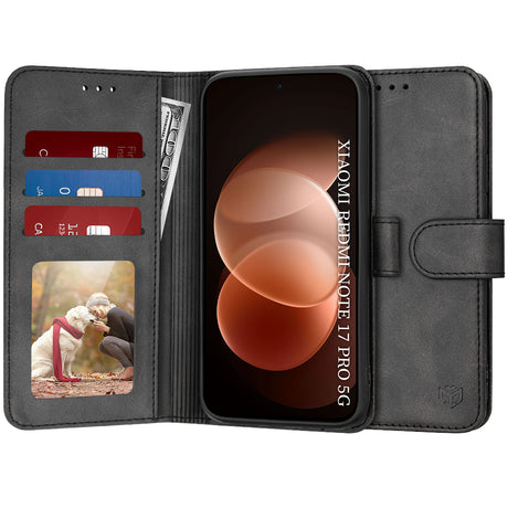 Techsuit Diary Book husă neagră pentru Xiaomi Redmi Note 17 Pro 5G