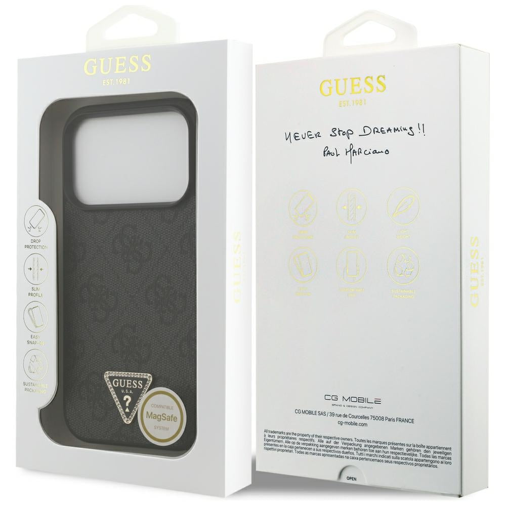 Husa de protectie Guess Leather 4G compatibil cu iPhone 18 Pro / iPhone 17 Pro, Negru