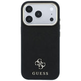 Husa de protectie Guess Saffiano Small 4G compatibil cu iPhone 17 Pro / iPhone 18 Pro, Negru
