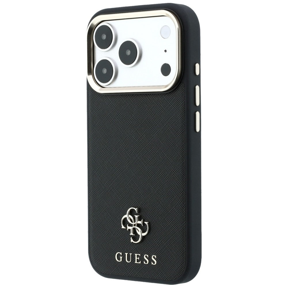Husa de protectie Guess Saffiano Small 4G compatibil cu iPhone 17 Pro / iPhone 18 Pro, Negru