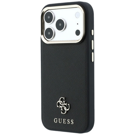 Husa de protectie Guess Saffiano Small 4G compatibil cu iPhone 17 Pro / iPhone 18 Pro, Negru