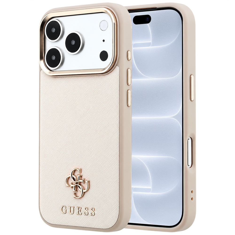 Husa de protectie Guess Saffiano Small 4G Classic MagSafe compatibil cu iPhone 18 Pro / iPhone 17 Pro, Bej