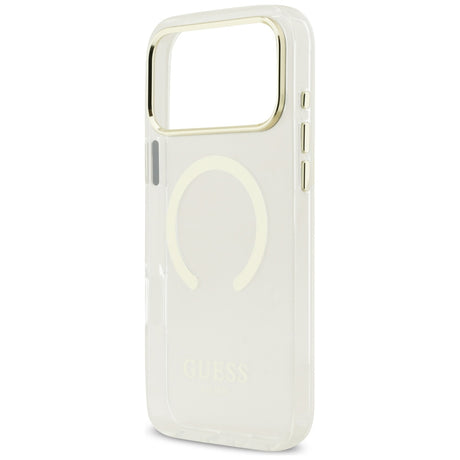 Husa de protectie Guess Metal Outline MagSafe compatibil cu iPhone 18 Pro / iPhone 17 Pro, Alb