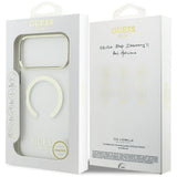 Husa de protectie Guess Metal Outline MagSafe compatibil cu iPhone 18 Pro / iPhone 17 Pro, Alb