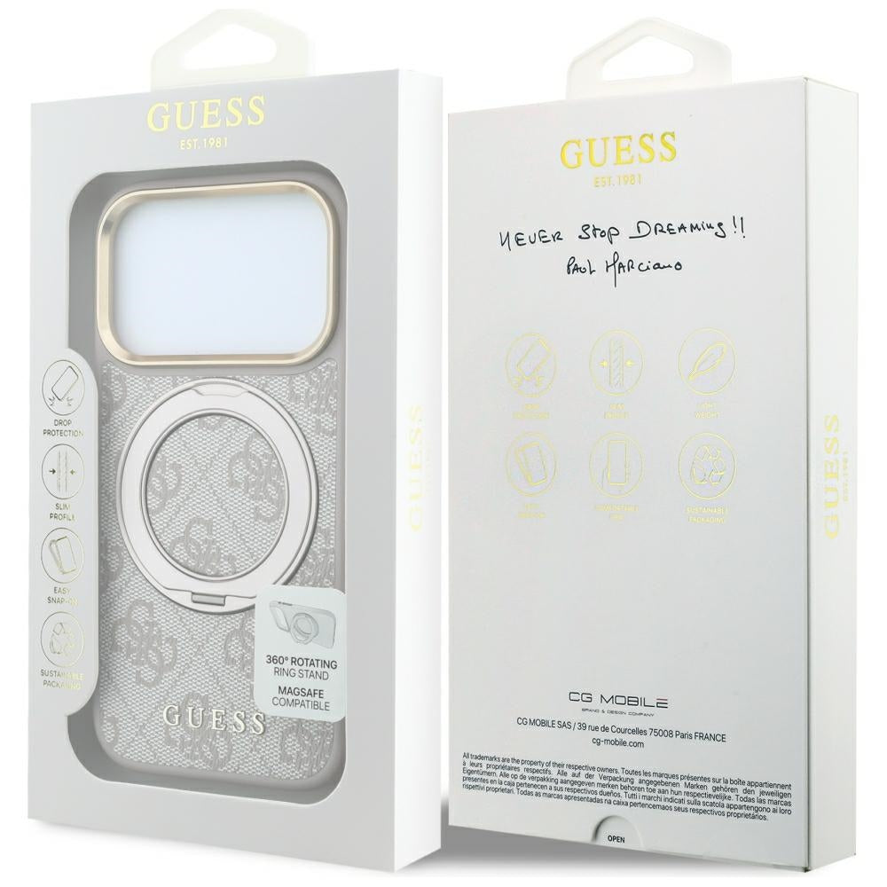 Husa de protectie Guess Ring Stand 360 compatibil cu iPhone 18 Pro / iPhone 17 Pro, Roz