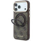 Husa de protectie Guess Ring Stand 360 compatibil cu iPhone 18 Pro Max / iPhone 17 Pro Max, Maro