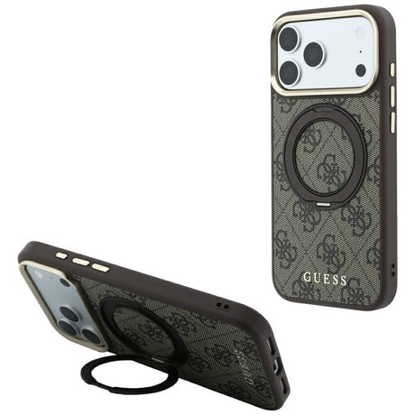 Husa de protectie Guess Ring Stand 360 compatibil cu iPhone 18 Pro Max / iPhone 17 Pro Max, Maro