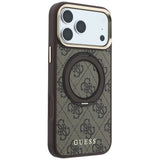 Husa de protectie Guess Ring Stand 360 compatibil cu iPhone 18 Pro Max / iPhone 17 Pro Max, Maro