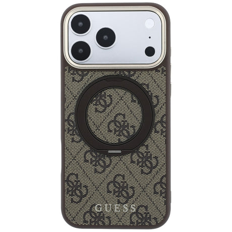 Husa de protectie Guess Ring Stand 360 compatibil cu iPhone 18 Pro Max / iPhone 17 Pro Max, Maro