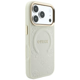 Husa de protectie Guess Peony Hot Stamp compatibil cu iPhone 18 Pro Max / iPhone 17 Pro Max, Bej
