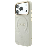 Husa de protectie Guess Peony Hot Stamp compatibil cu iPhone 18 Pro Max / iPhone 17 Pro Max, Bej