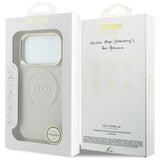 Husa de protectie Guess Peony Hot Stamp compatibil cu iPhone 18 Pro Max / iPhone 17 Pro Max, Bej