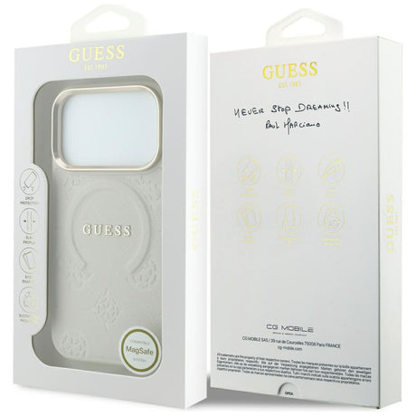 Husa de protectie Guess Peony Hot Stamp compatibil cu iPhone 18 Pro Max / iPhone 17 Pro Max, Bej