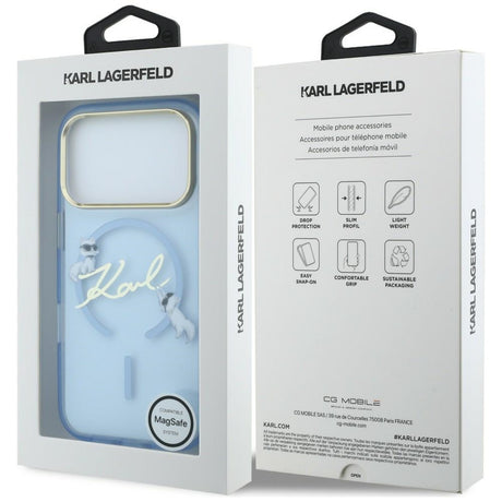 Husa de protectie Karl Lagerfeld compatibil cu iPhone 18 Pro / iPhone 17 Pro, Albastru
