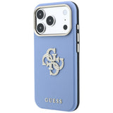 Husa de protectie Guess Smooth Big Strass Logo compatibil cu iPhone 18 Pro / iPhone 17 Pro, Albastru