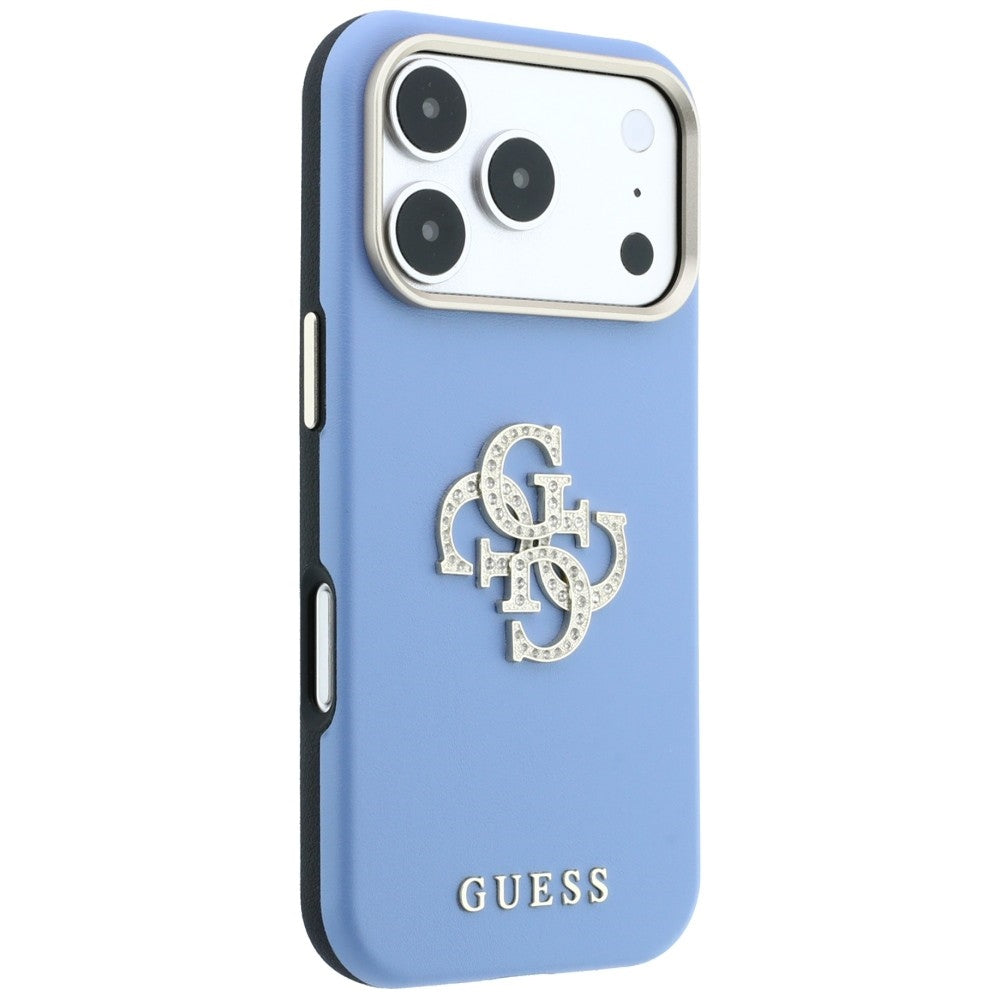 Husa de protectie Guess Smooth Big Strass Logo compatibil cu iPhone 18 Pro / iPhone 17 Pro, Albastru