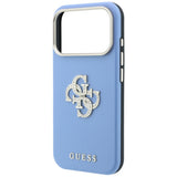 Husa de protectie Guess Smooth Big Strass Logo compatibil cu iPhone 18 Pro / iPhone 17 Pro, Albastru