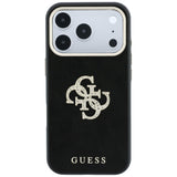 Husa de protectie Guess Smooth Big Strass Logo compatibil cu iPhone 18 Pro / iPhone 17 Pro, Negru