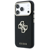 Husa de protectie Guess Smooth Big Strass Logo compatibil cu iPhone 18 Pro / iPhone 17 Pro, Negru