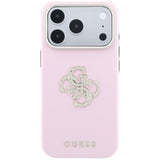 Husa de protectie Guess Smooth Big Strass Logo compatibil cu iPhone 17 Pro Max / iPhone 18 Pro Max, Roz