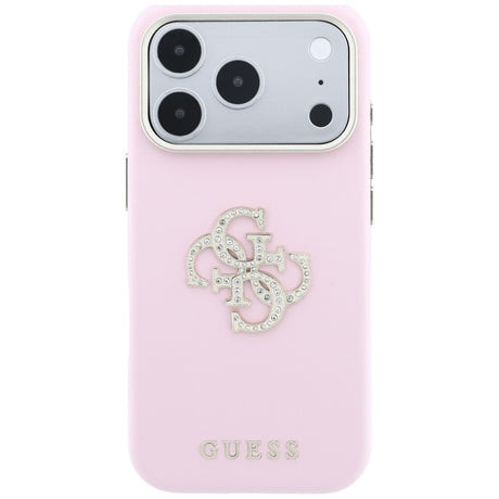 Guess Smooth Big Strass Logo védőtok iPhone 17 Pro Max / iPhone 18 Pro Max készülékhez, rózsaszín