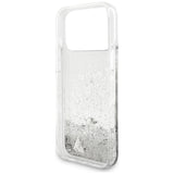 Husa de protectie Guess Liquid Glitter Charms compatibil cu iPhone 18 Pro / iPhone 17 Pro, Argintiu