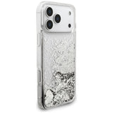 Husa de protectie Guess Liquid Glitter Charms compatibil cu iPhone 18 Pro / iPhone 17 Pro, Argintiu