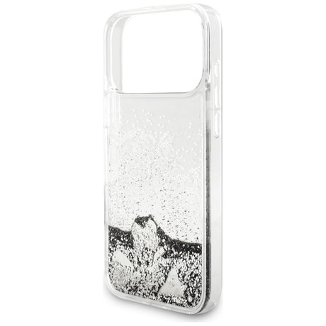 Guess Liquid Glitter Charms védőtok, iPhone 18 Pro / iPhone 17 Pro készülékekhez, ezüst színben