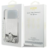 Husa de protectie Guess Liquid Glitter Charms compatibil cu iPhone 17 Pro Max / iPhone 18 Pro Max, Argintiu