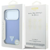 Husa de protectie Guess Grained Triangle Logo MagSafe compatibil cu iPhone 18 Pro / iPhone 17 Pro, Albastru
