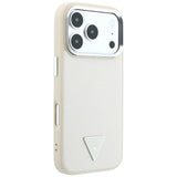 Husa de protectie Guess Grained Triangle Logo MagSafe compatibil cu iPhone 18 Pro / iPhone 17 Pro, Bej
