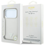 Husa de protectie Guess Grained Triangle Logo MagSafe compatibil cu iPhone 18 Pro / iPhone 17 Pro, Bej