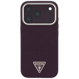 Husa de protectie Guess Grained Triangle Logo MagSafe compatibil cu iPhone 18 Pro Max / iPhone 17 Pro Max, Bordo