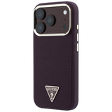 Husa de protectie Guess Grained Triangle Logo MagSafe compatibil cu iPhone 18 Pro / iPhone 17 Pro, Bordo