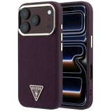 Husa de protectie Guess Grained Triangle Logo MagSafe compatibil cu iPhone 18 Pro / iPhone 17 Pro, Bordo