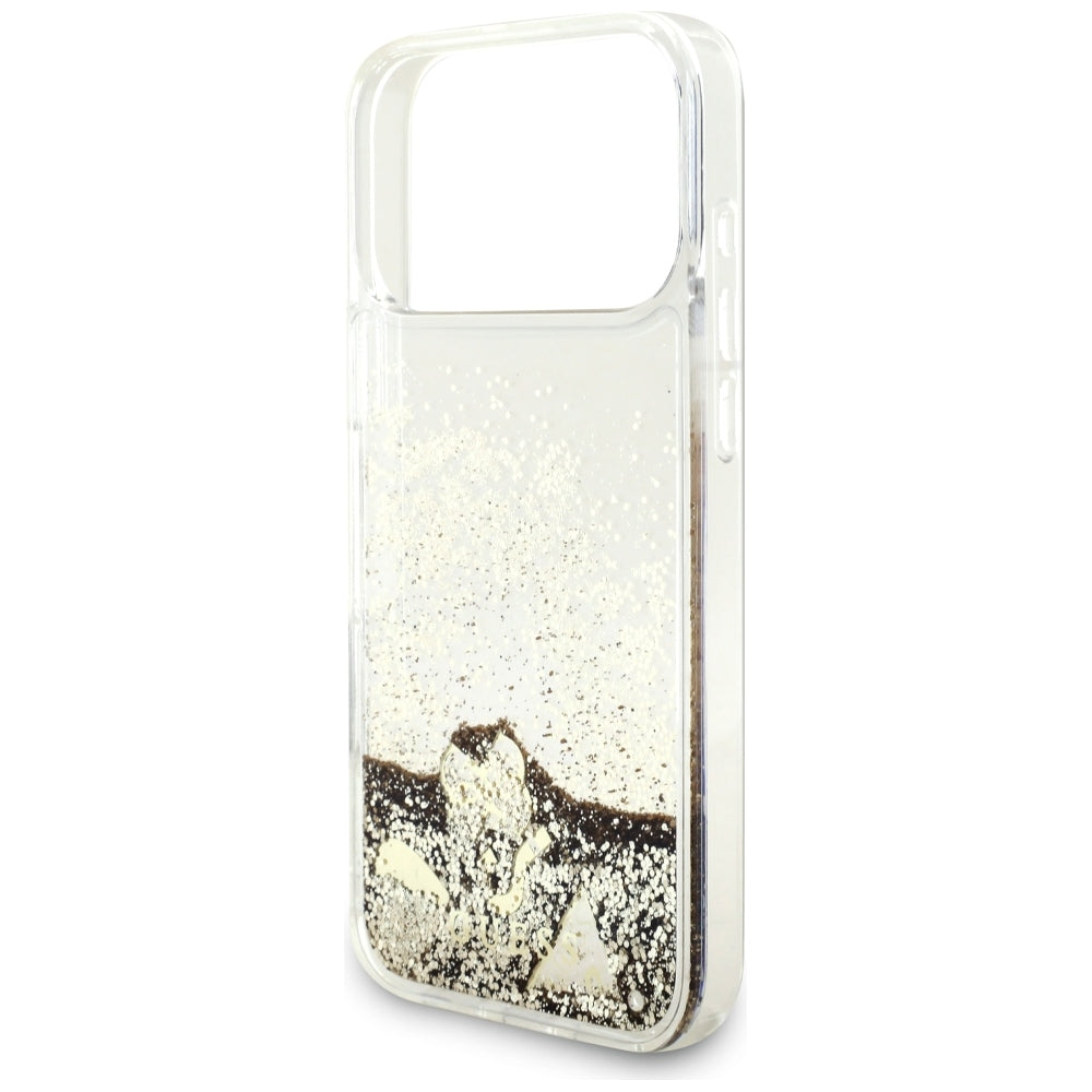 Husa de protectie Guess Liquid Glitter Charms compatibil cu iPhone 18 Pro Max / iPhone 17 Pro Max, Auriu