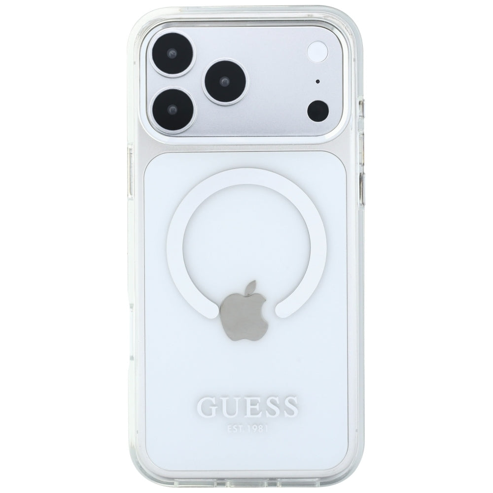 Husa de protectie Guess Metal Outline MagSafe compatibil cu iPhone 18 Pro Max / iPhone 17 Pro Max, Argintiu
