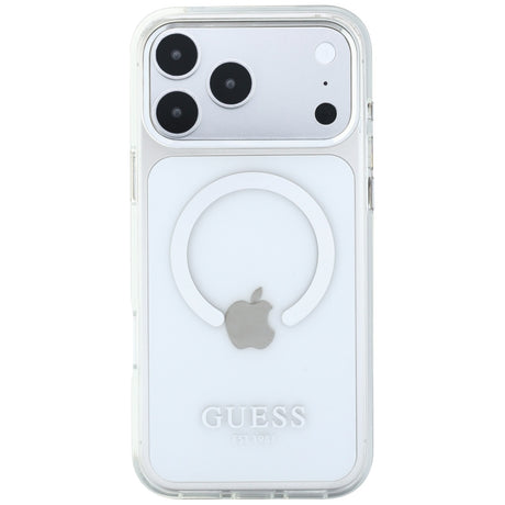 Husa de protectie Guess Metal Outline MagSafe compatibil cu iPhone 18 Pro Max / iPhone 17 Pro Max, Argintiu