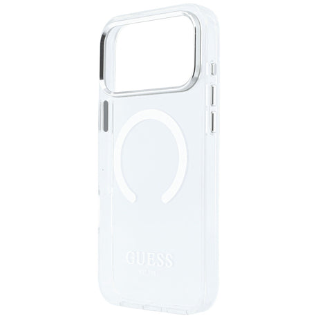 Husa de protectie Guess Metal Outline MagSafe compatibil cu iPhone 18 Pro Max / iPhone 17 Pro Max, Argintiu