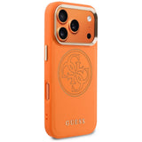 Husa de protectie Guess Leather Perforated 4G MagSafe compatibil cu iPhone 18 Pro / iPhone 17 Pro, Portocaliu