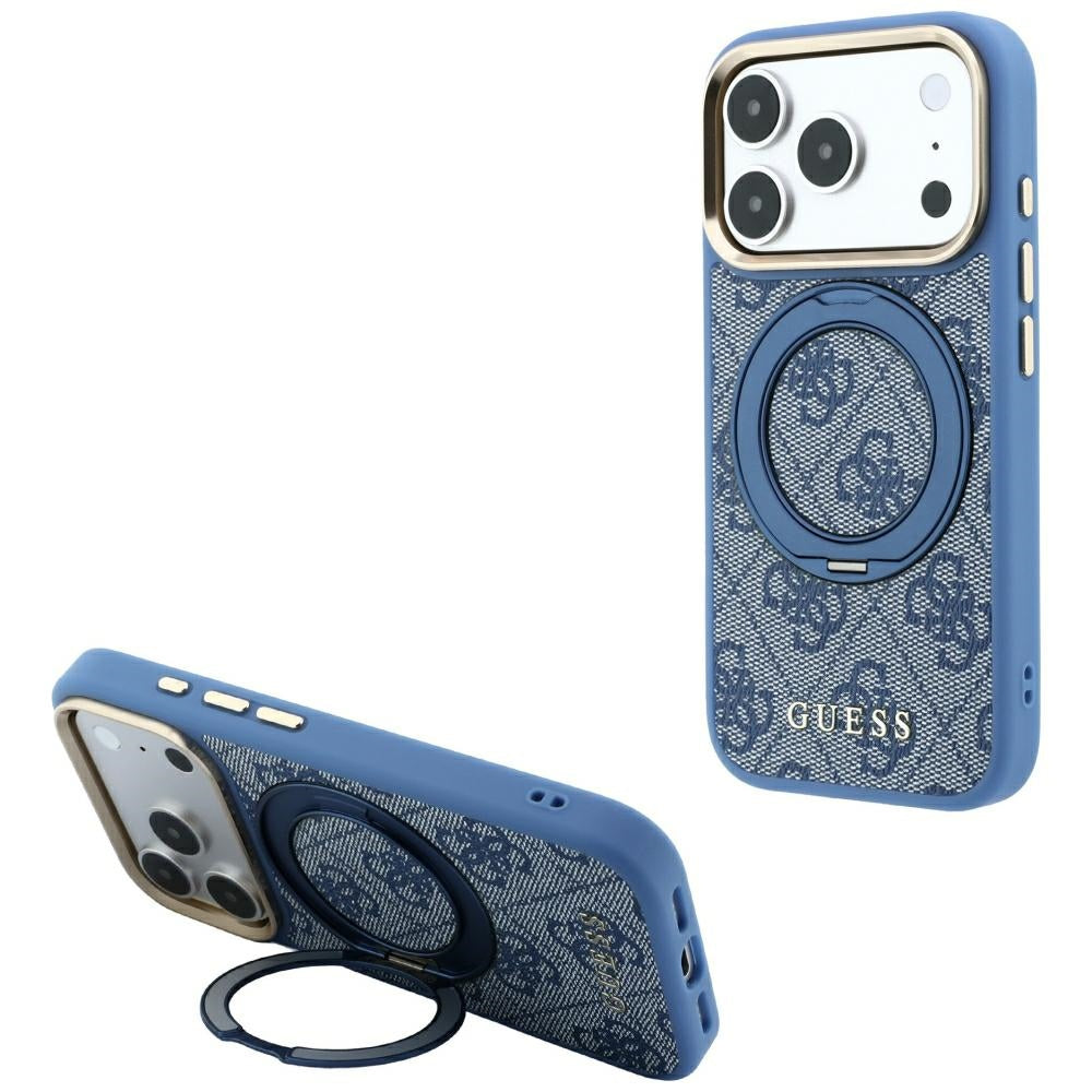 Husa de protectie Guess Ring Stand 360 compatibil cu iPhone 18 Pro Max / iPhone 17 Pro Max, Albastru