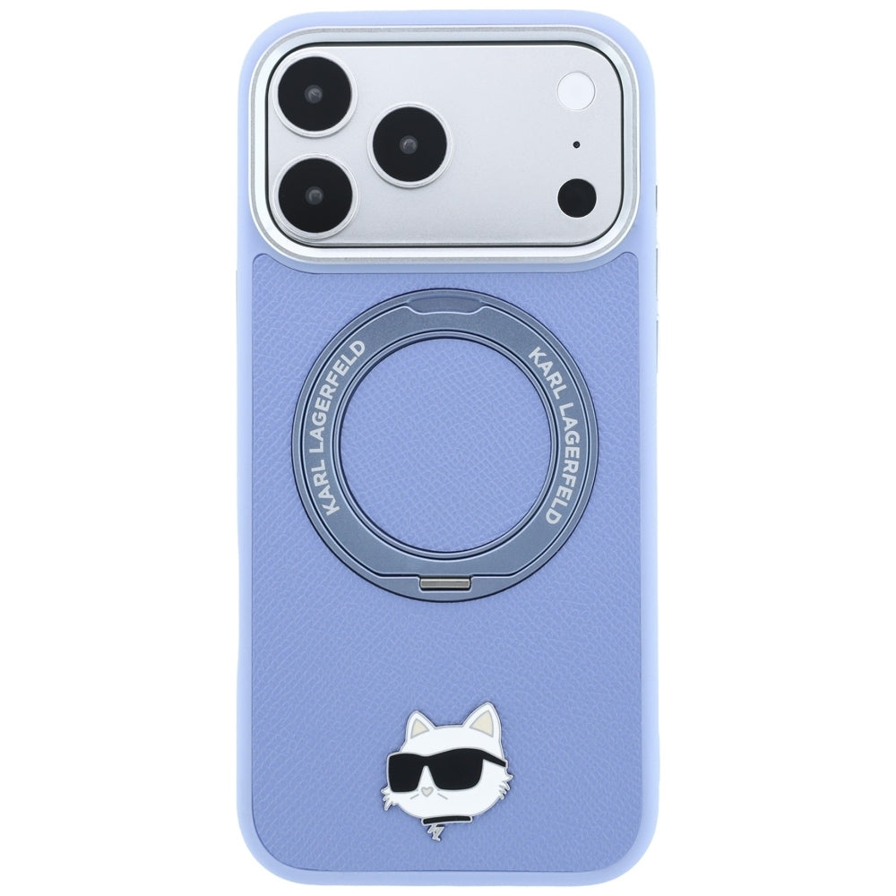 Husa de protectie Karl Lagerfeld Saffiano Ring Stand 360 compatibil cu iPhone 18 Pro Max / iPhone 17 Pro Max, Albastru