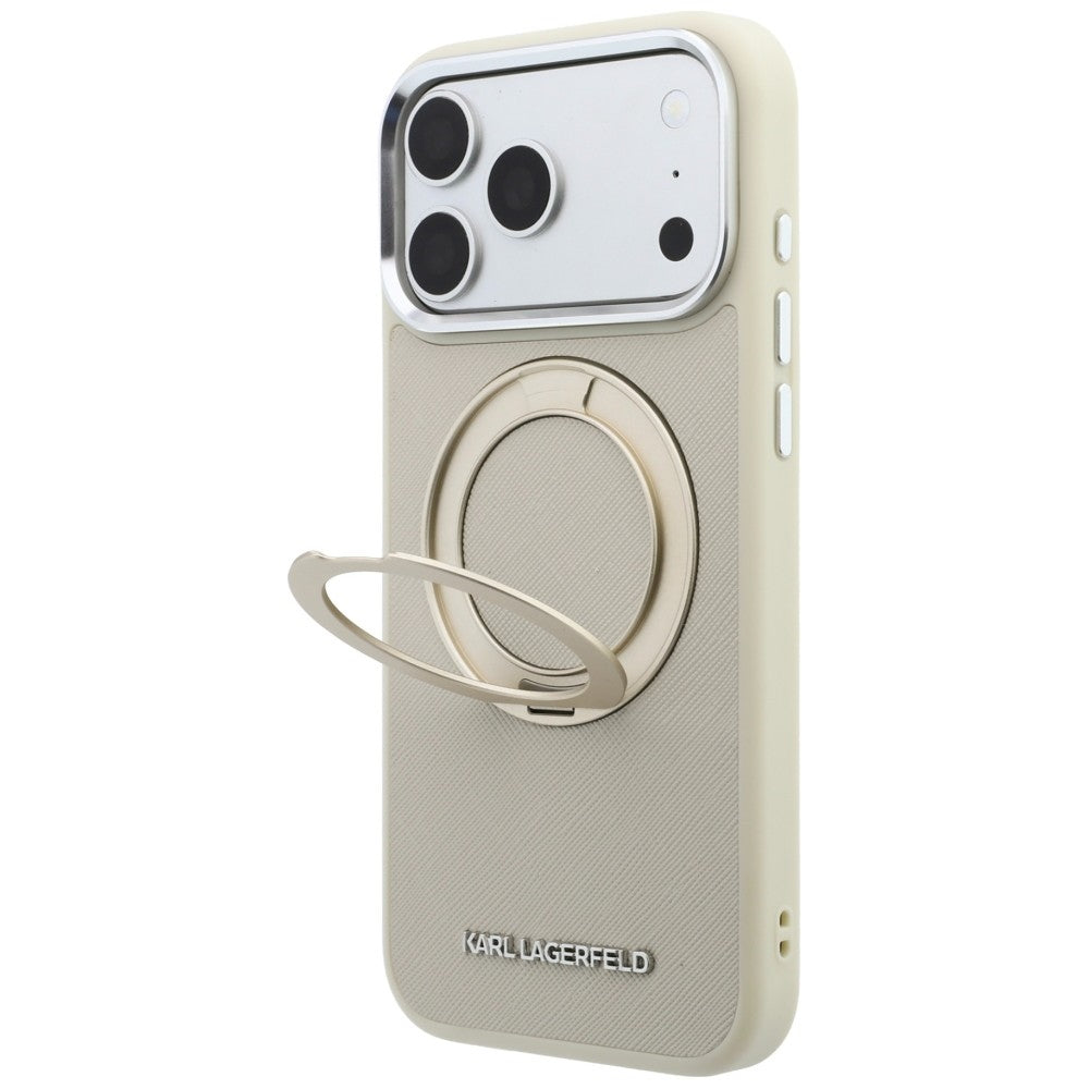 Husa de protectie Karl Lagerfeld Saffiano compatibil cu iPhone 18 Pro Max / iPhone 17 Pro Max, Bej